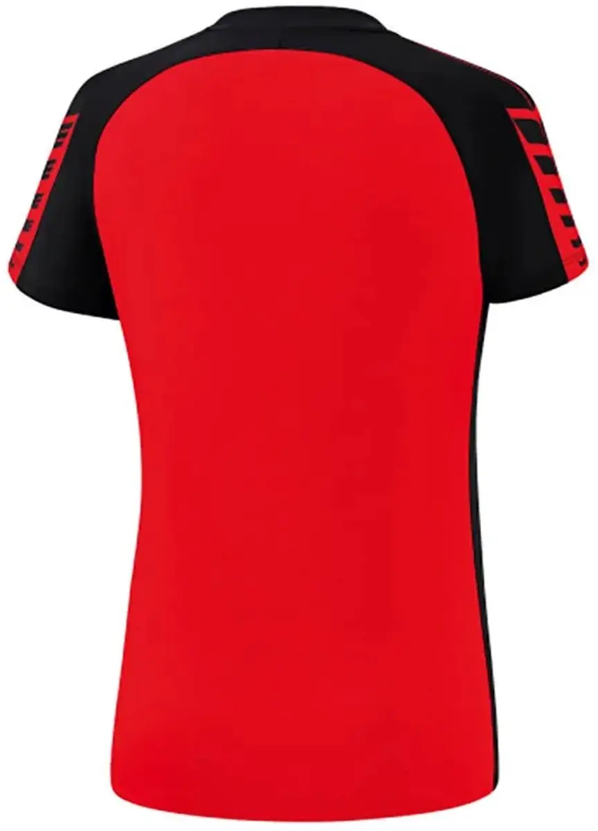 Erima Six Wings T-Shirt Dames - Zwart/Rood 40