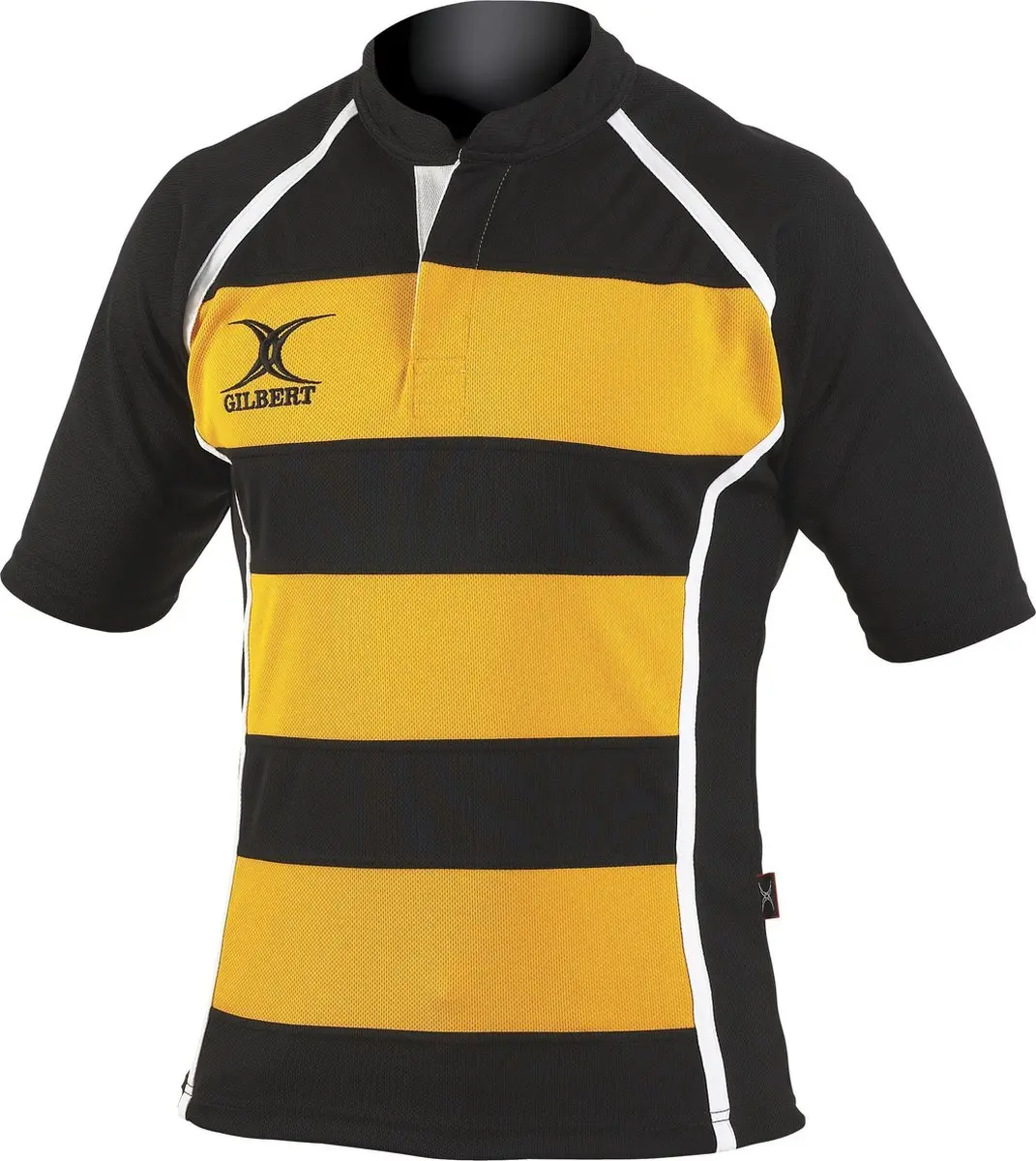Gilbert Rugbyshirt Xact Ii Hoop Zwart / Geel