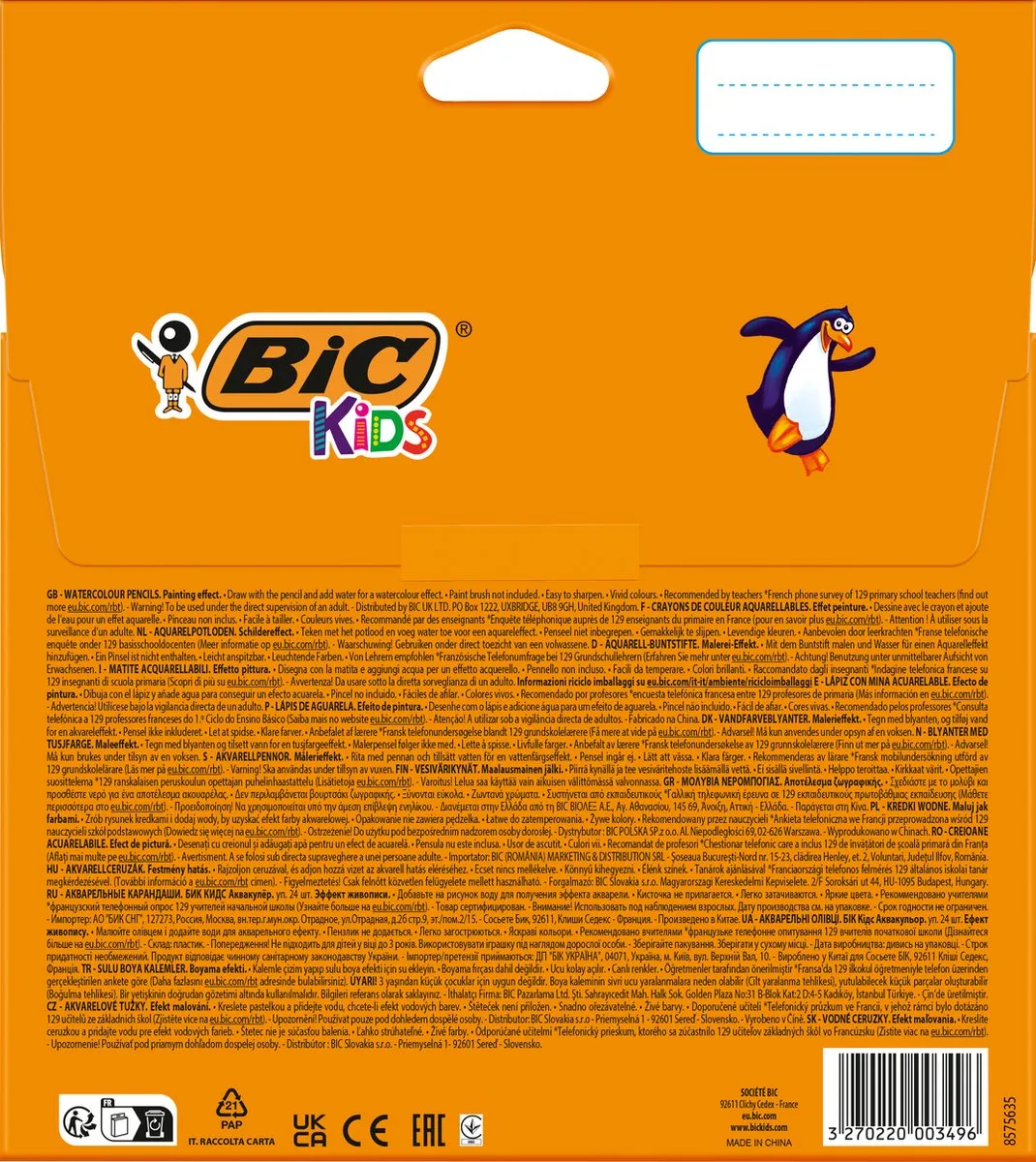 Bic Kids Aquacouleur Aquarelpotloden - 24 Stuks Multicolor