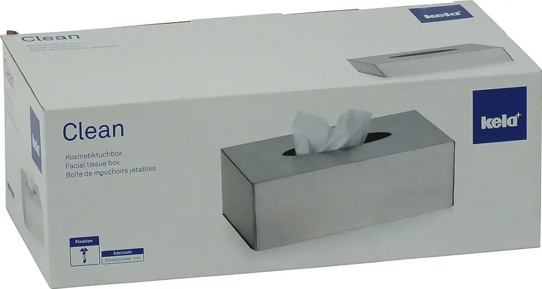 Kela Clean Tissuebox met Wandbevestiging - Zilver - afbeelding 5 van 6