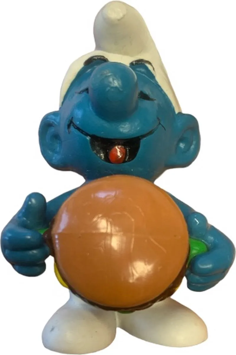 Schleich Smurf met Hamburger 10158 - 6 cm