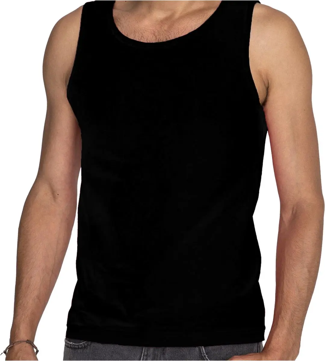 Set van 2x stuks zwarte tanktop / hemdje voor heren