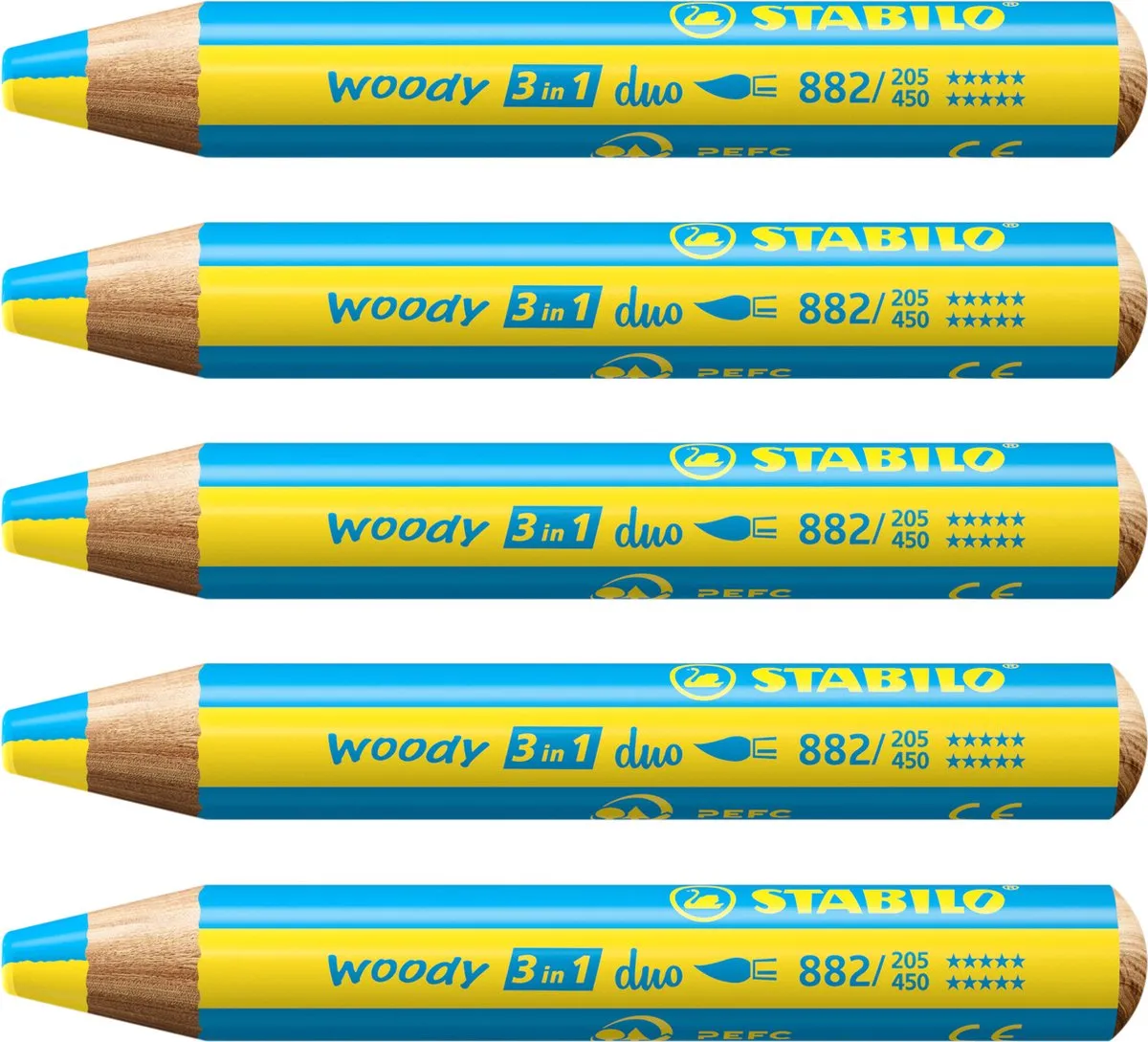 STABILO Woody 3-in-1 Duo Geel/Lichtblauw