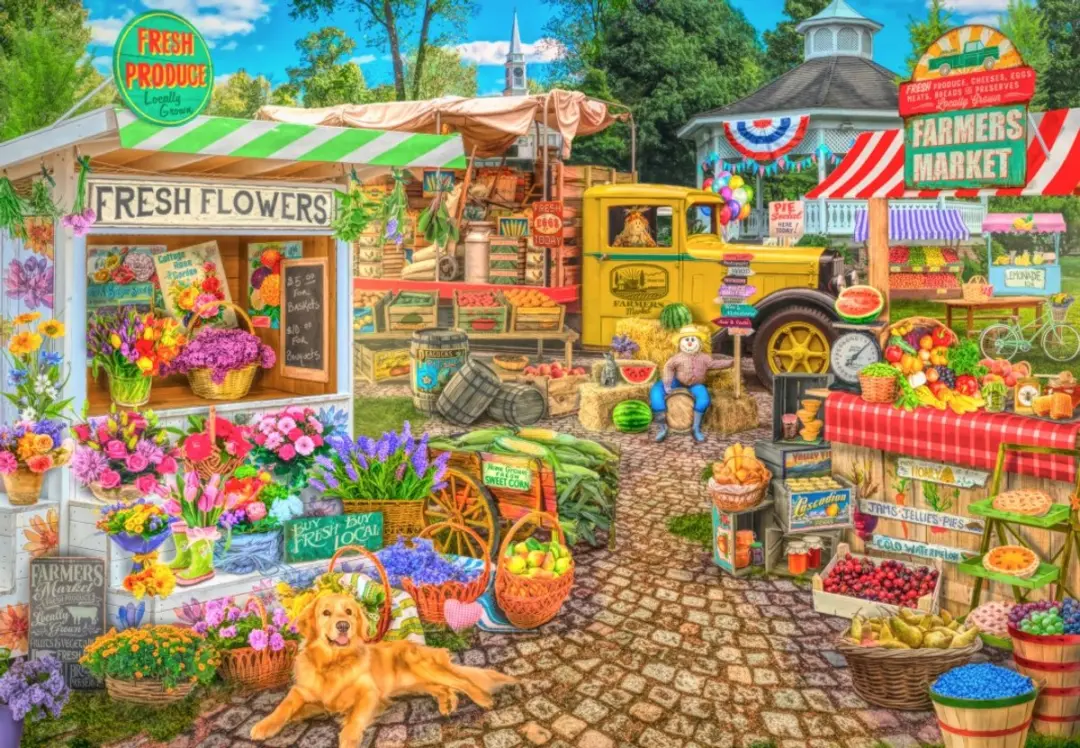 Bluebird Puzzle legpuzzel Farmers Market Spring Summer Season