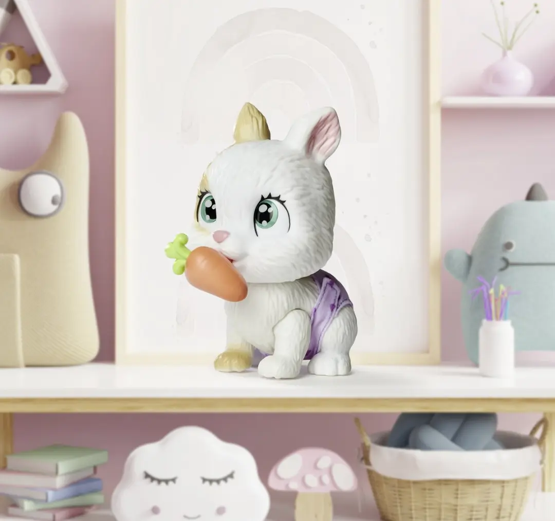 Simba Pamper Petz Konijn Speelfiguur - Wit/Rozig - afbeelding 2 van 6