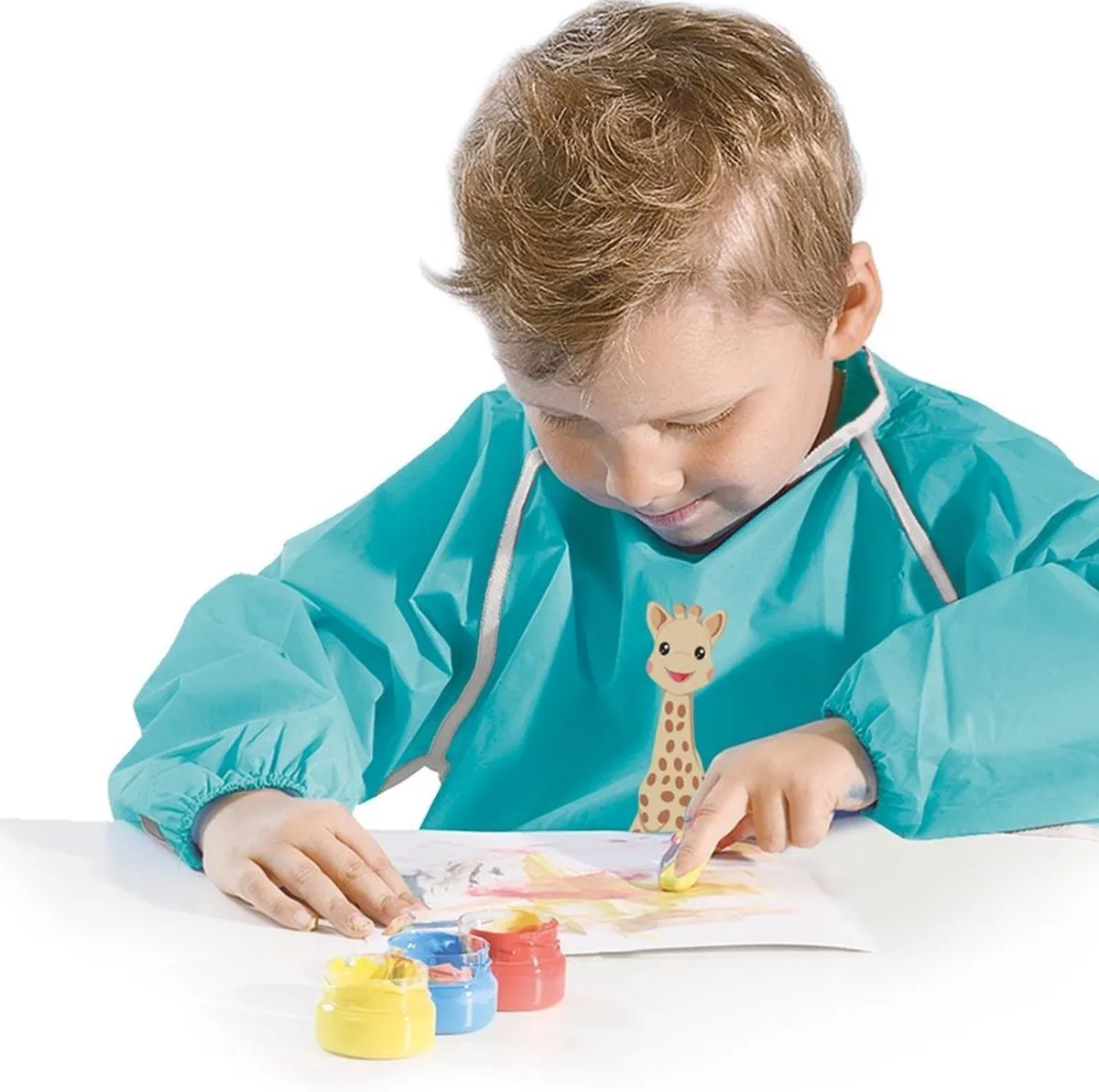 SES Creative Sophie la Girafe Vingerverfset - 4 Kleuren - Inclusief schort