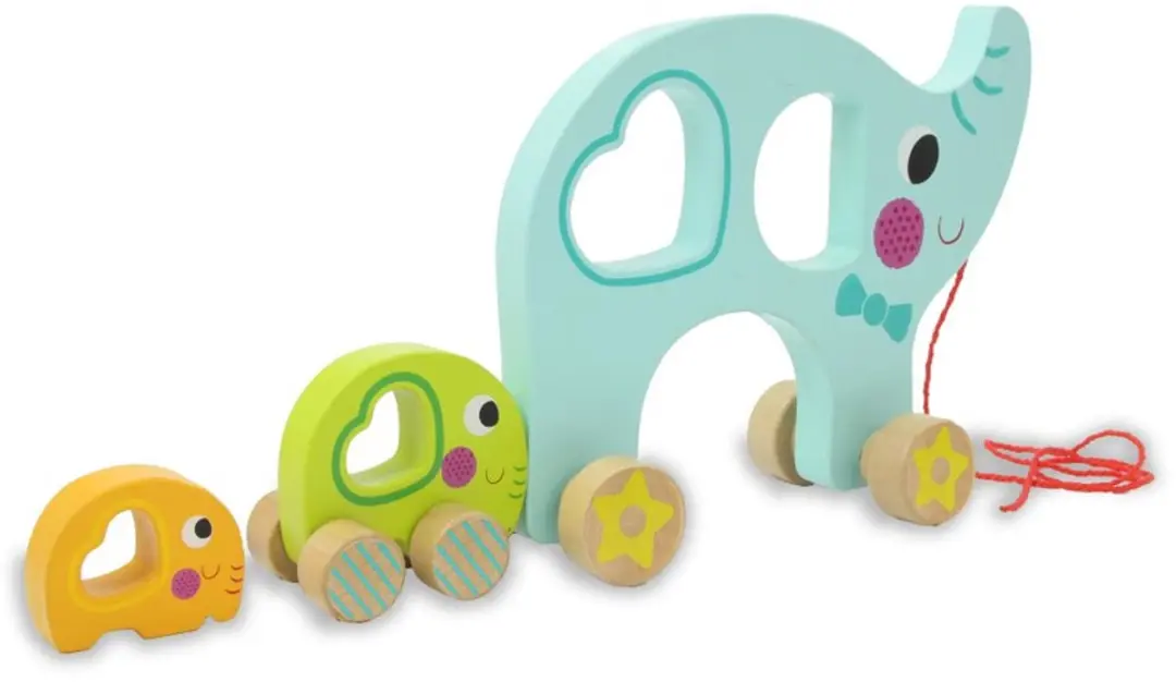 Jamara Olifant Junior Houten Trekfiguur 3-delig - Blauw