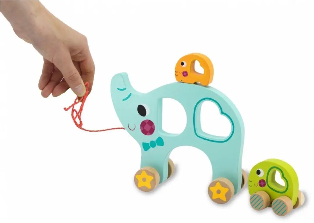 Jamara Olifant Junior Houten Trekfiguur 3-delig - Blauw - afbeelding 6 van 6