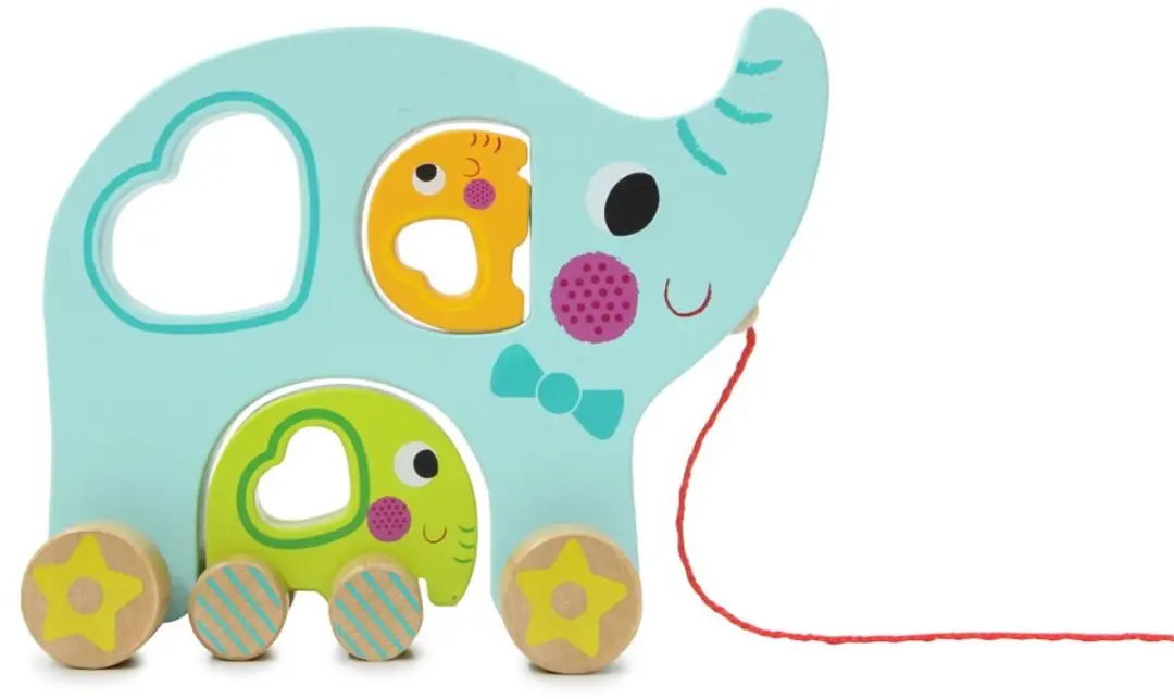 Jamara Olifant Junior Houten Trekfiguur 3-delig - Blauw
