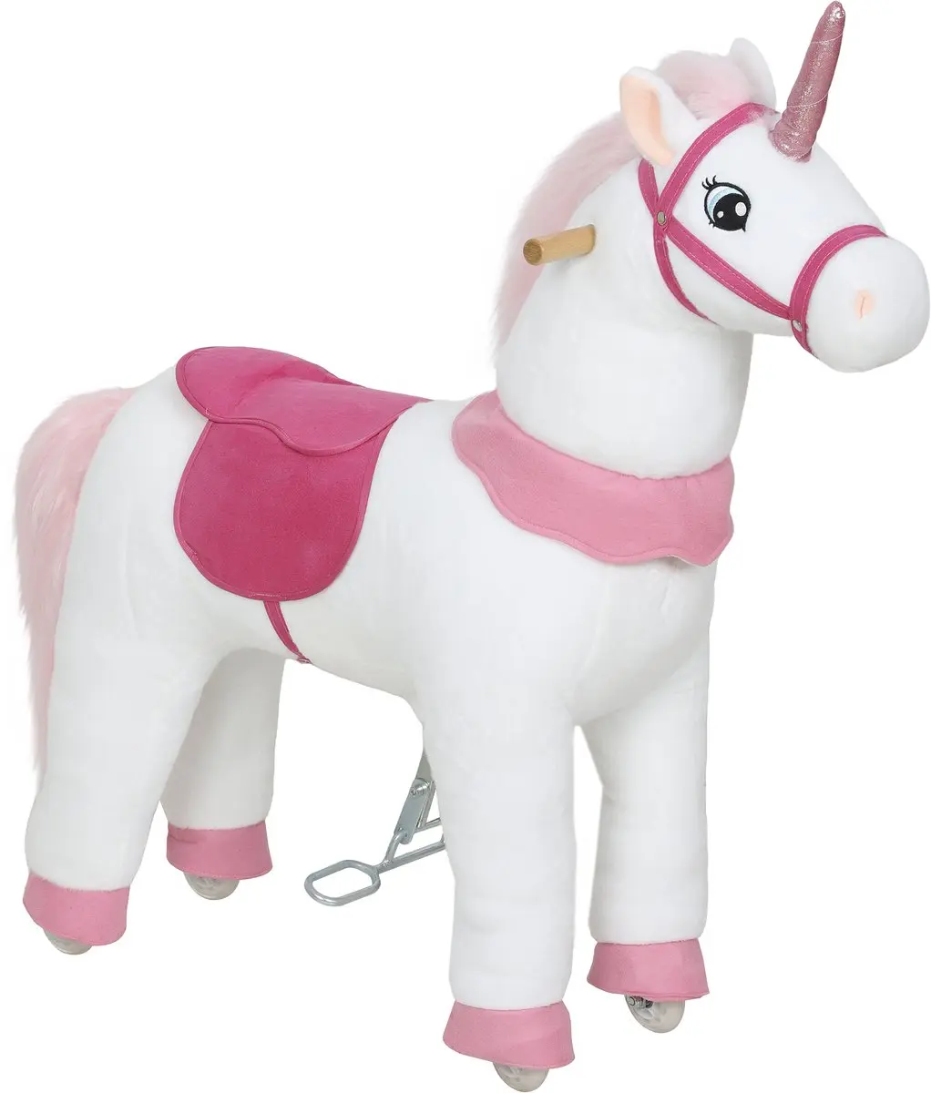 Aiyaplay Kids Rocking Horse-Metaal, Polyester-96L x 36B x 96H cm-Wit+Roze