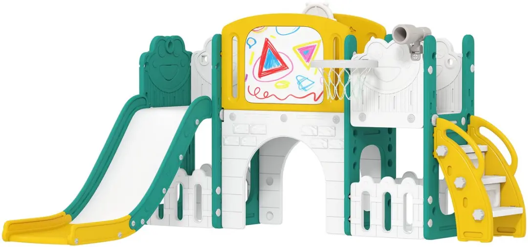 AIYAPLAY Kids Slide HDPE 176L x 150B x 94H cm Geel