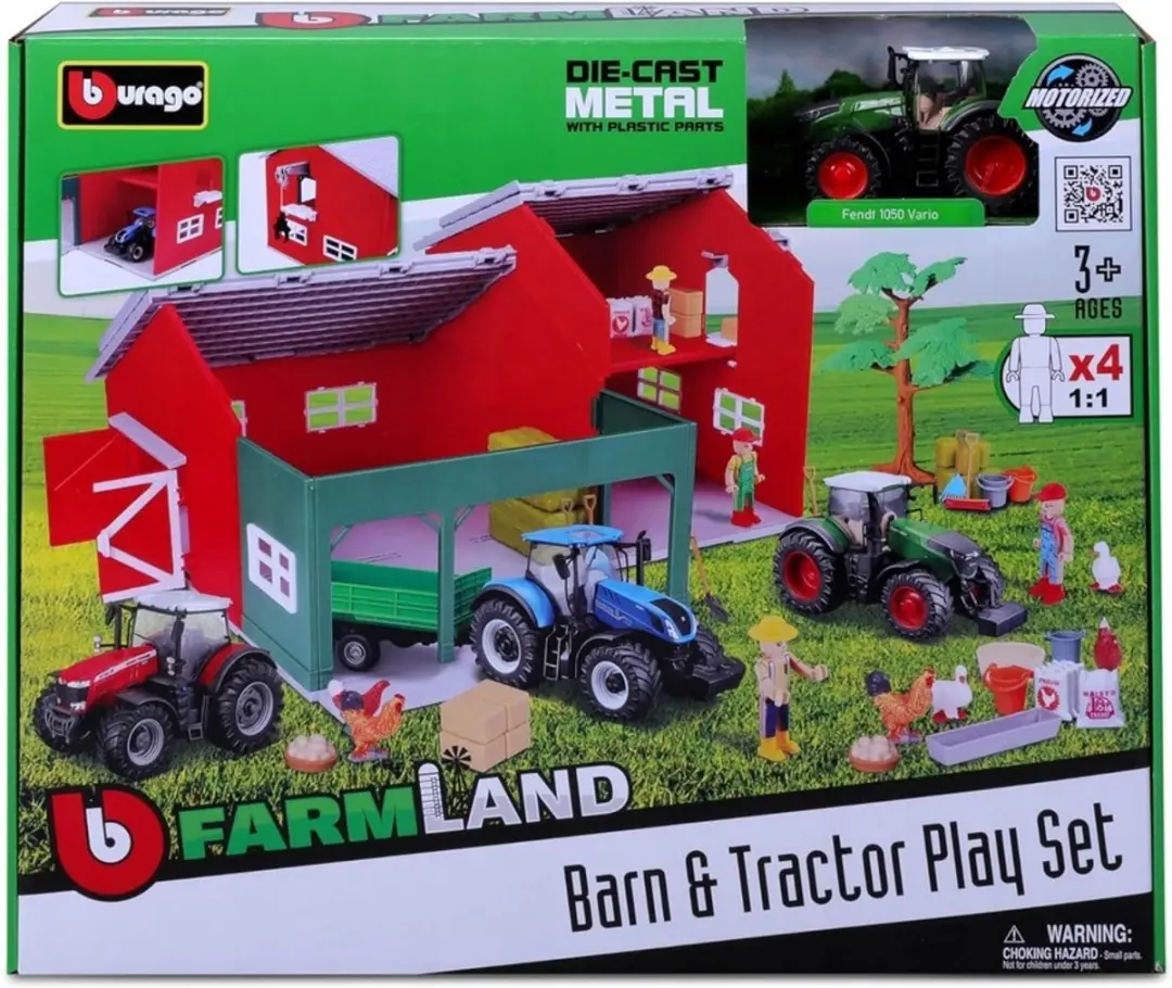 Bburago Boerderijset met groene tractor - afbeelding 3 van 3