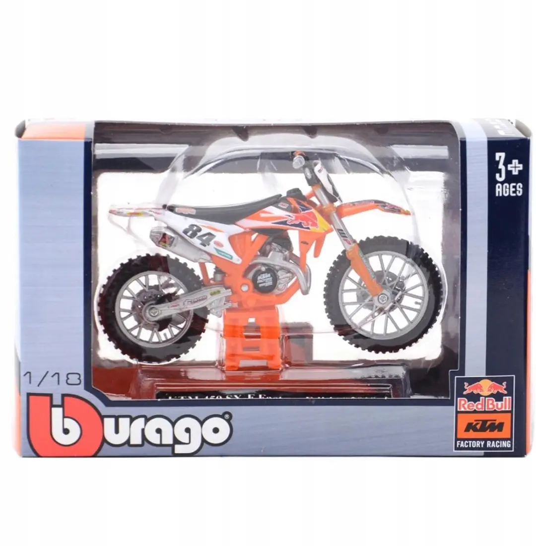 Bburago KTM 450 SX-F #84 Jeffrey Herlings 1:18 Schaalmodel - Oranje - afbeelding 4 van 5