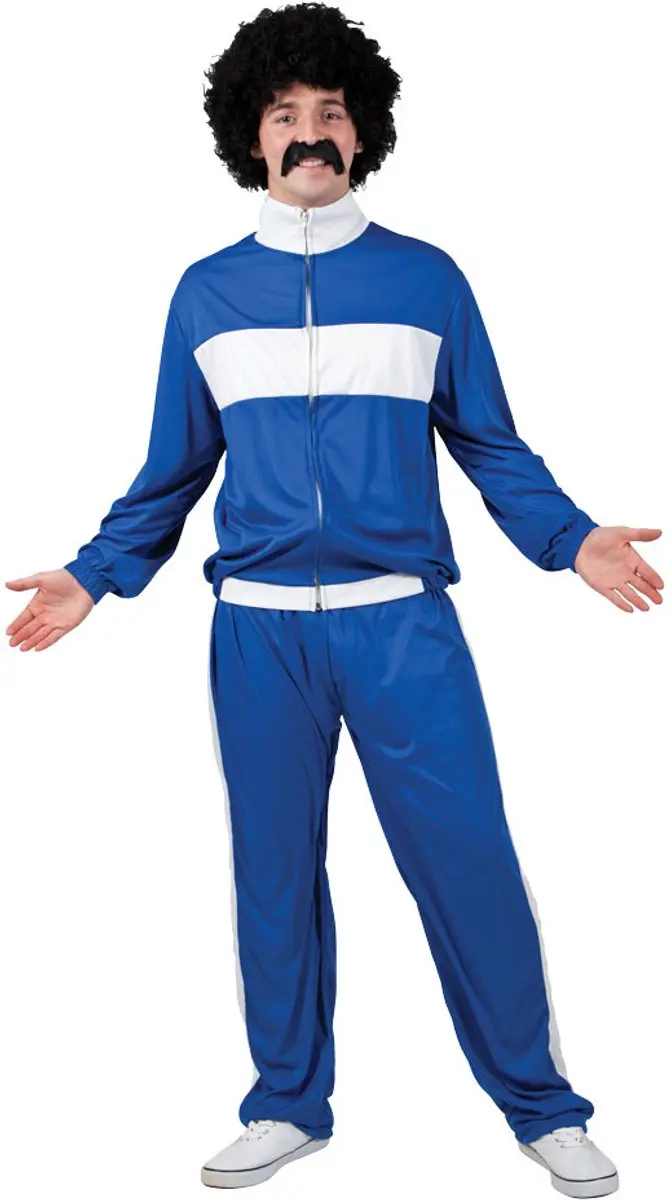 Retro trainingspak 80's wit/blauw