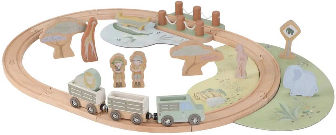 Little Dutch Treinset Safari Friends LD7451 - 25 Stuks - Multicolor