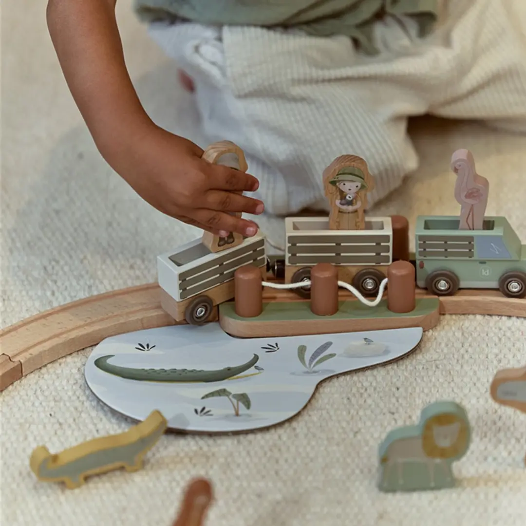 Little Dutch Treinset Safari Friends LD7451 - 25 Stuks - Multicolor