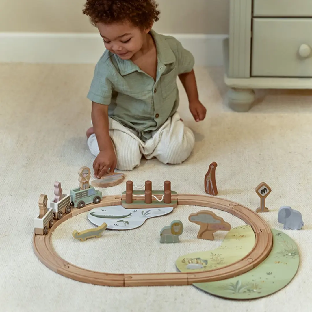 Little Dutch Treinset Safari Friends LD7451 - 25 Stuks - Multicolor