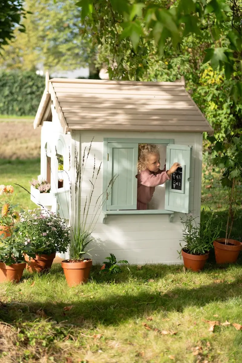 Little Dutch Houten Buiten Speelhuisje LD9126 - Wit/ Groen