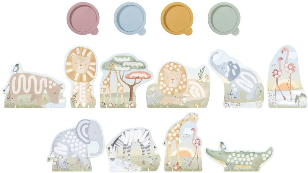 Little Dutch Vingerverf Safari - 4 Kleuren - 10 Stuks