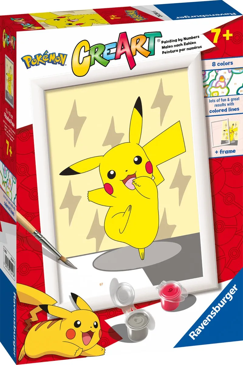 Ravensburger CreArt Pokémon Pikachu Pose Schilderen op nummer - 15 Kleuren