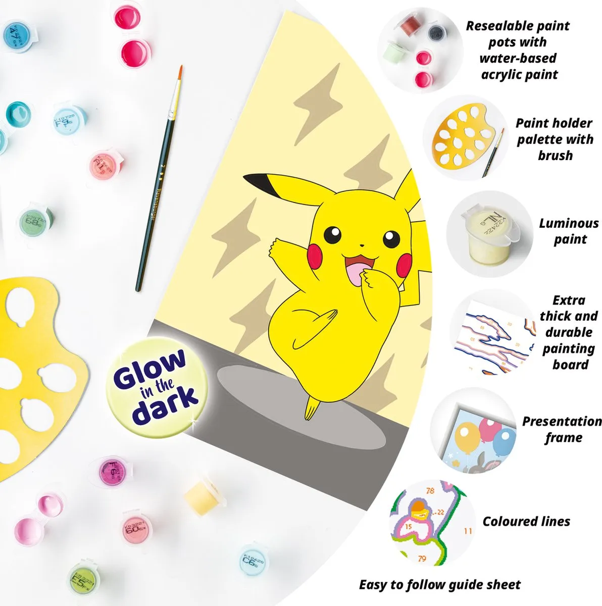 Ravensburger CreArt Pokémon Pikachu Pose Schilderen op nummer - 15 Kleuren