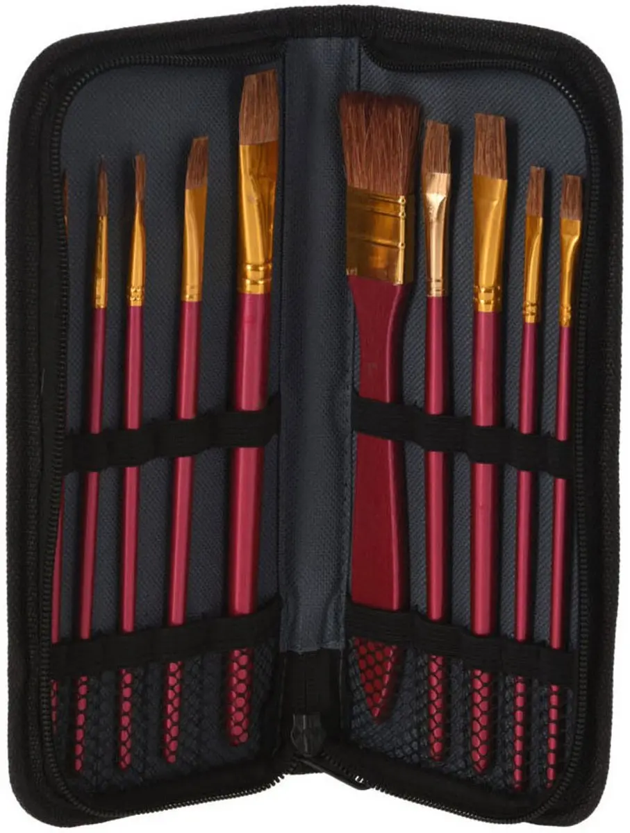 Koopman Waterverfkwasten Set 10-delig - Luxe Rood - FSC Hout - 250ml - afbeelding 2 van 3