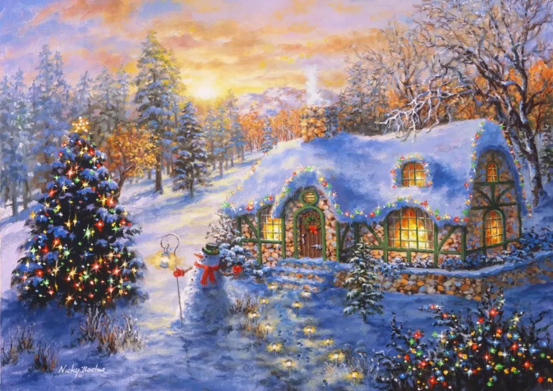 Bluebird Puzzle kerstpuzzel Christmas Cottage