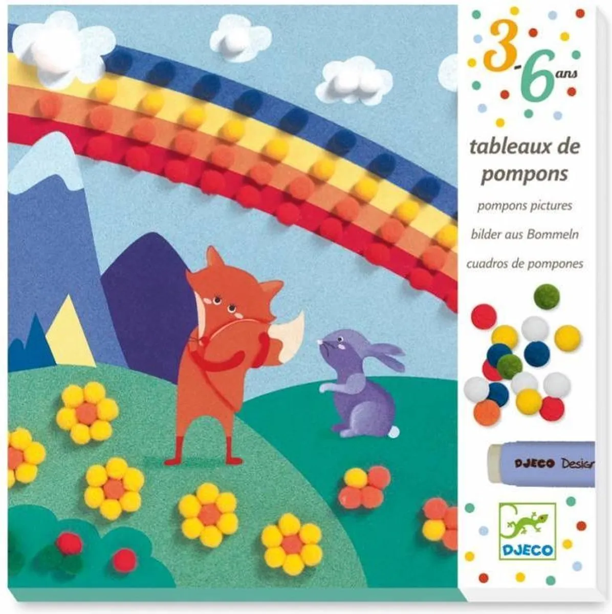 Djeco Knutseldoos Pomponschilderijen Honden - 3 Stuks - afbeelding 6 van 6