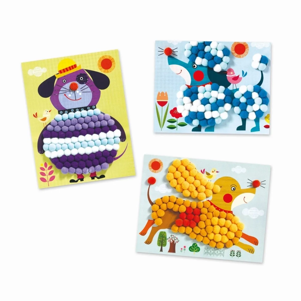 Djeco Knutseldoos Pomponschilderijen Honden - 3 Stuks - afbeelding 3 van 6