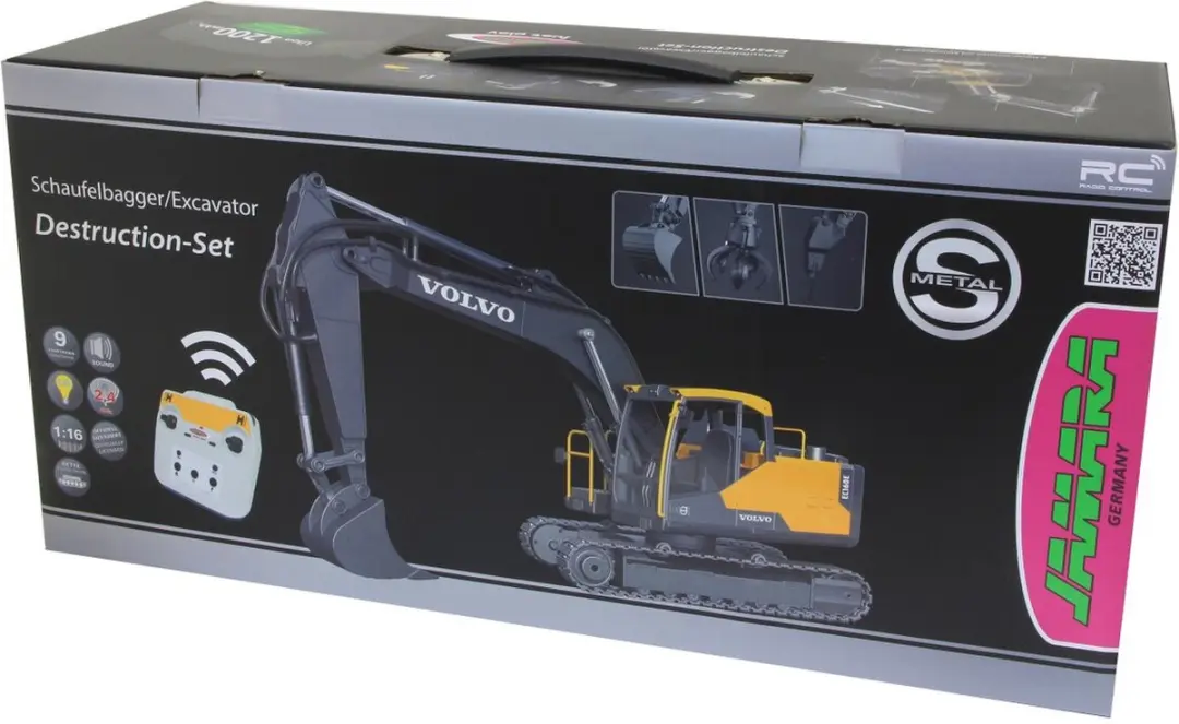Jamara Bestuurbare Graafmachine Volvo EC160E 1:16 - Zwart/Geel