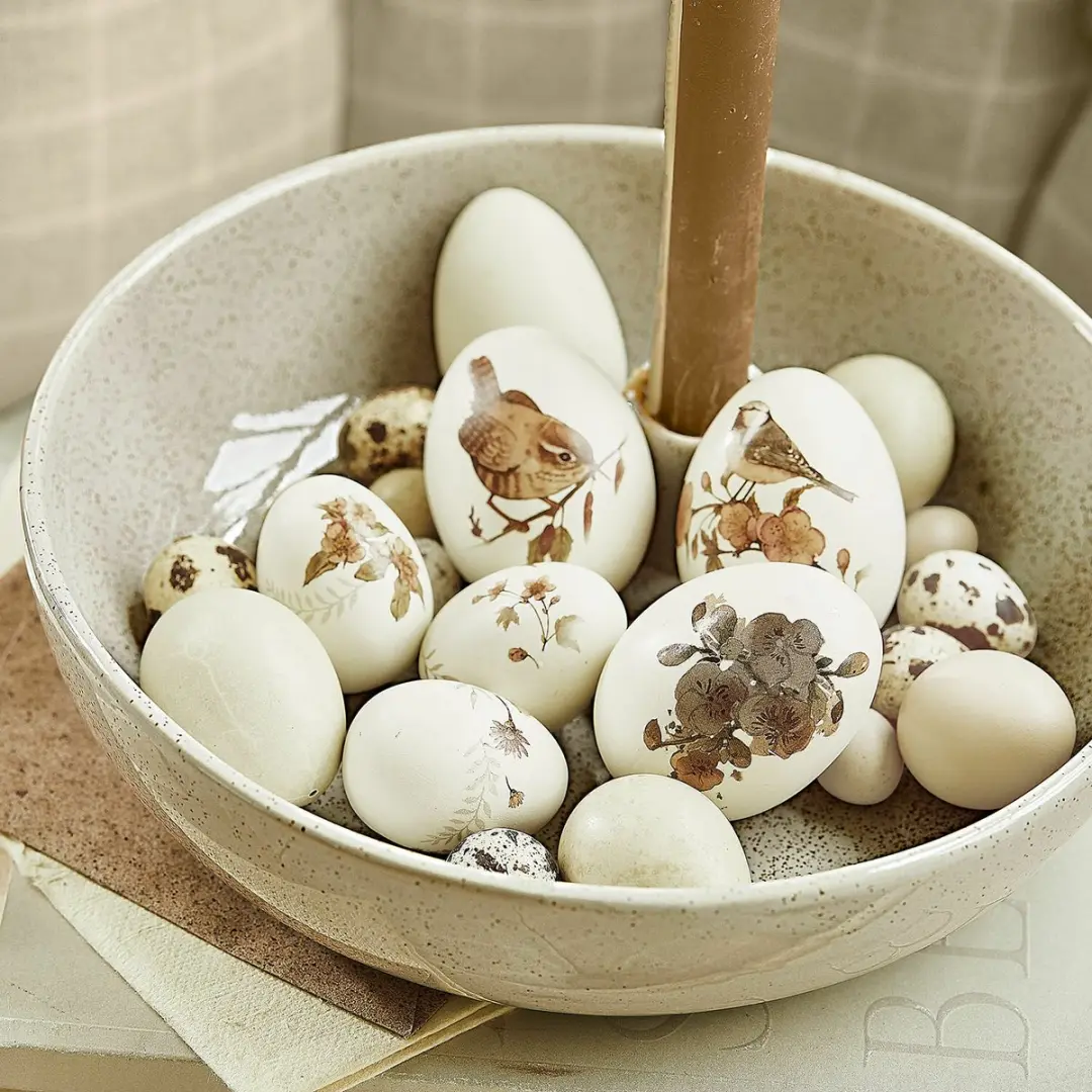 Loberon Decoratie-ei Sylphette Set - 6 Stuks - Crème