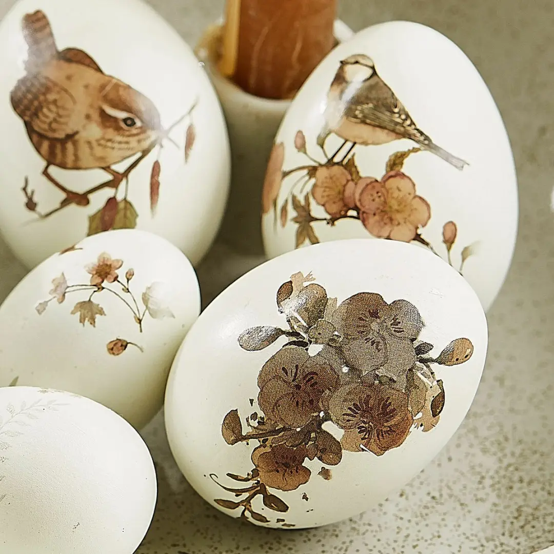 Loberon Decoratie-ei Sylphette Set - 6 Stuks - Crème