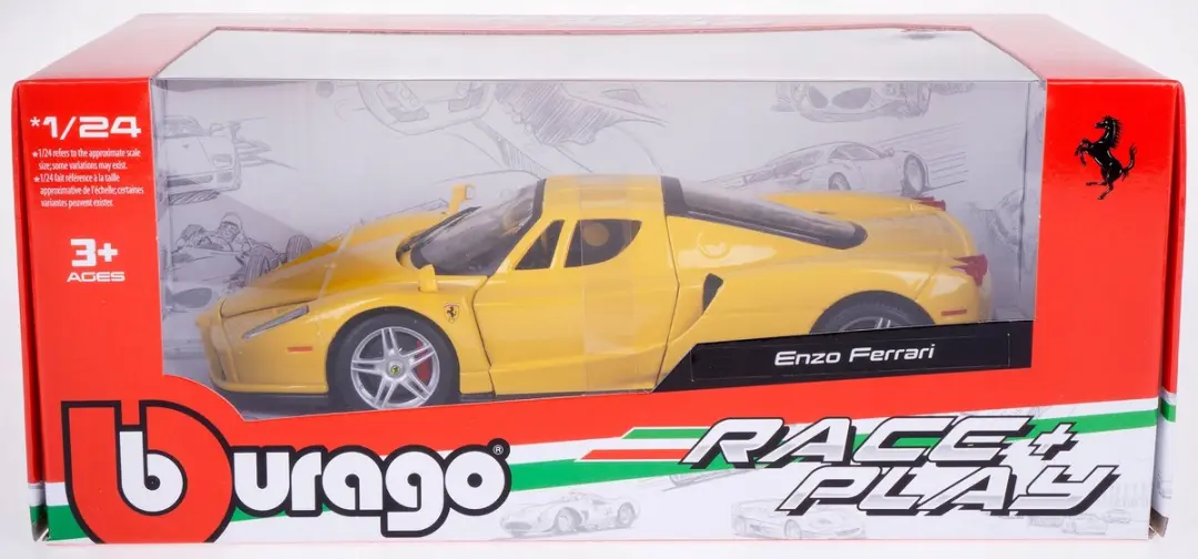 Bburago Ferrari Enzo 1:24 Auto - Geel Metaal - afbeelding 5 van 5
