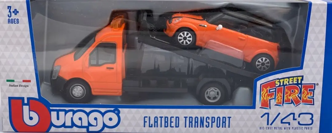 Bburago Autotransporter MINI Cooper 1:43 - Oranje - afbeelding 3 van 6