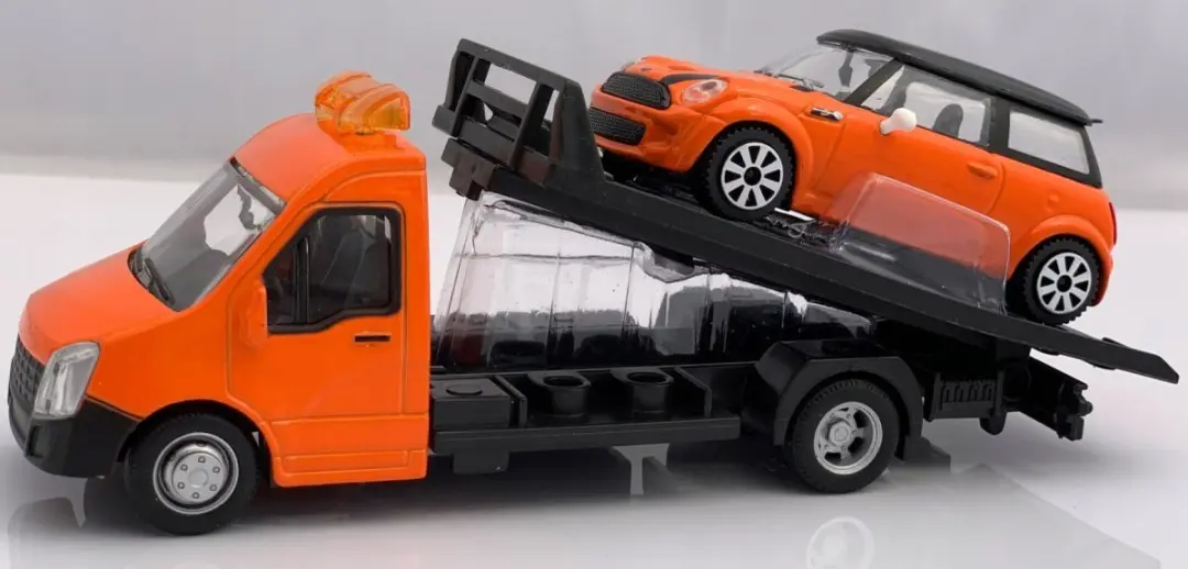 Bburago Autotransporter MINI Cooper 1:43 - Oranje - afbeelding 4 van 6