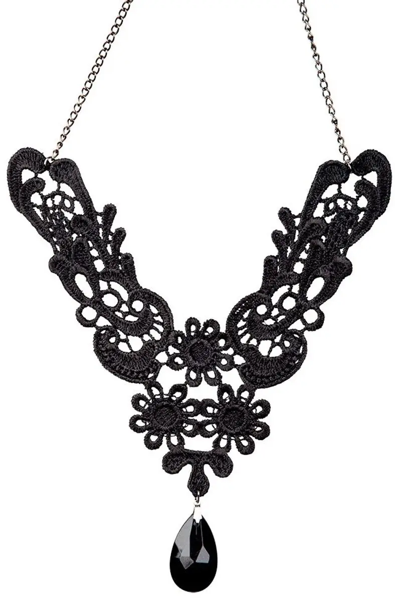 Zwarte kanten gotische ketting