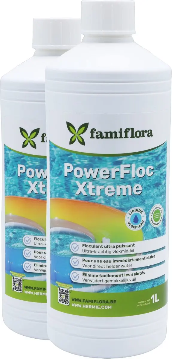 Famiflora PowerFloc Xtreme (Crystalclar) vloeibaar 2x 1L- Zet troebel water om i