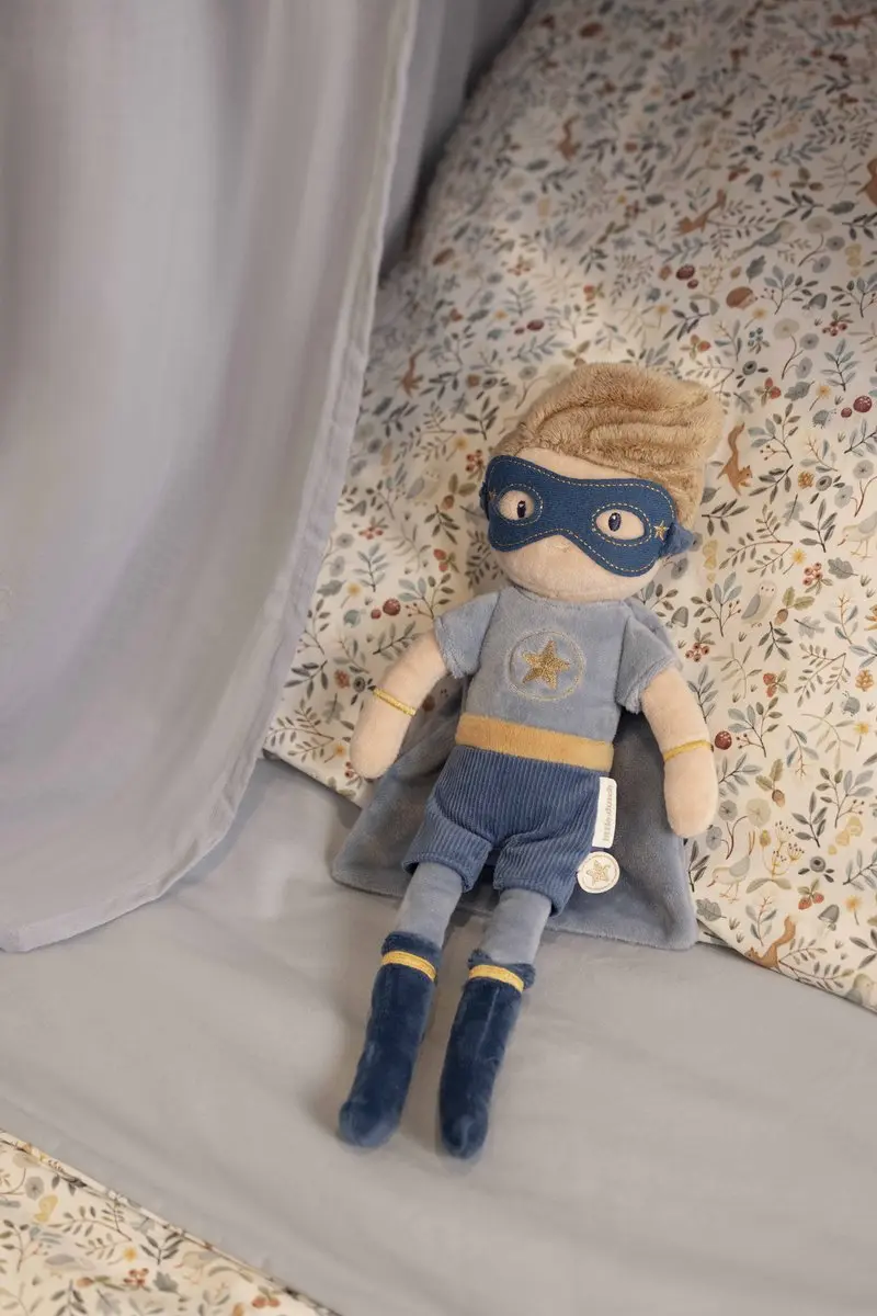 Little Dutch Superhero Knuffelpop Jim 35cm - Blauw