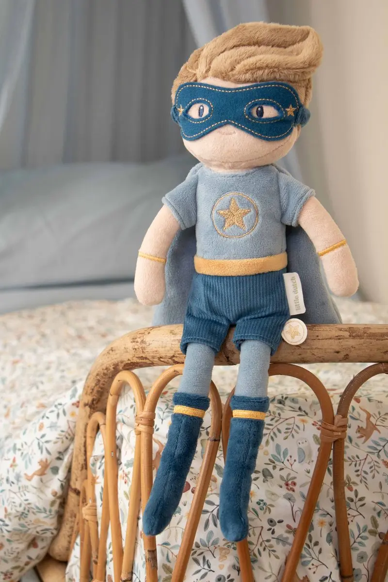 Little Dutch Superhero Knuffelpop Jim 35cm - Blauw