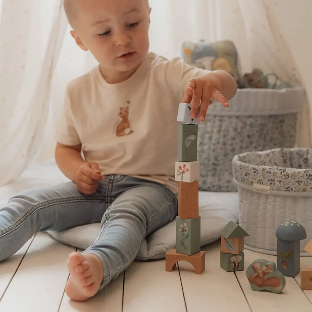 Little Dutch Forest Friends Bouwblokken 50 Stuks - Blauw