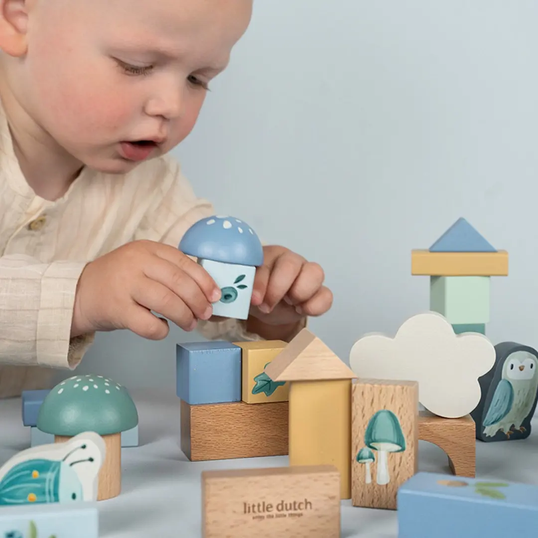 Little Dutch Forest Friends Bouwblokken 50 Stuks - Blauw