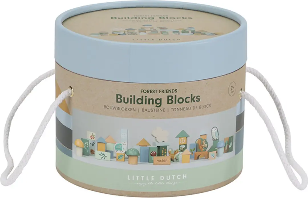 Little Dutch Forest Friends Bouwblokken 50 Stuks - Blauw