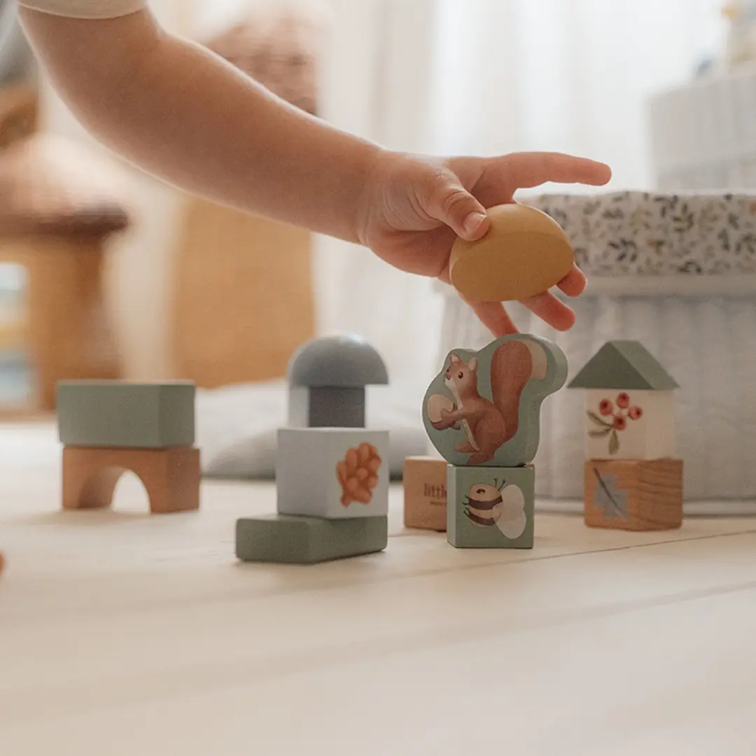 Little Dutch Forest Friends Bouwblokken 50 Stuks - Blauw