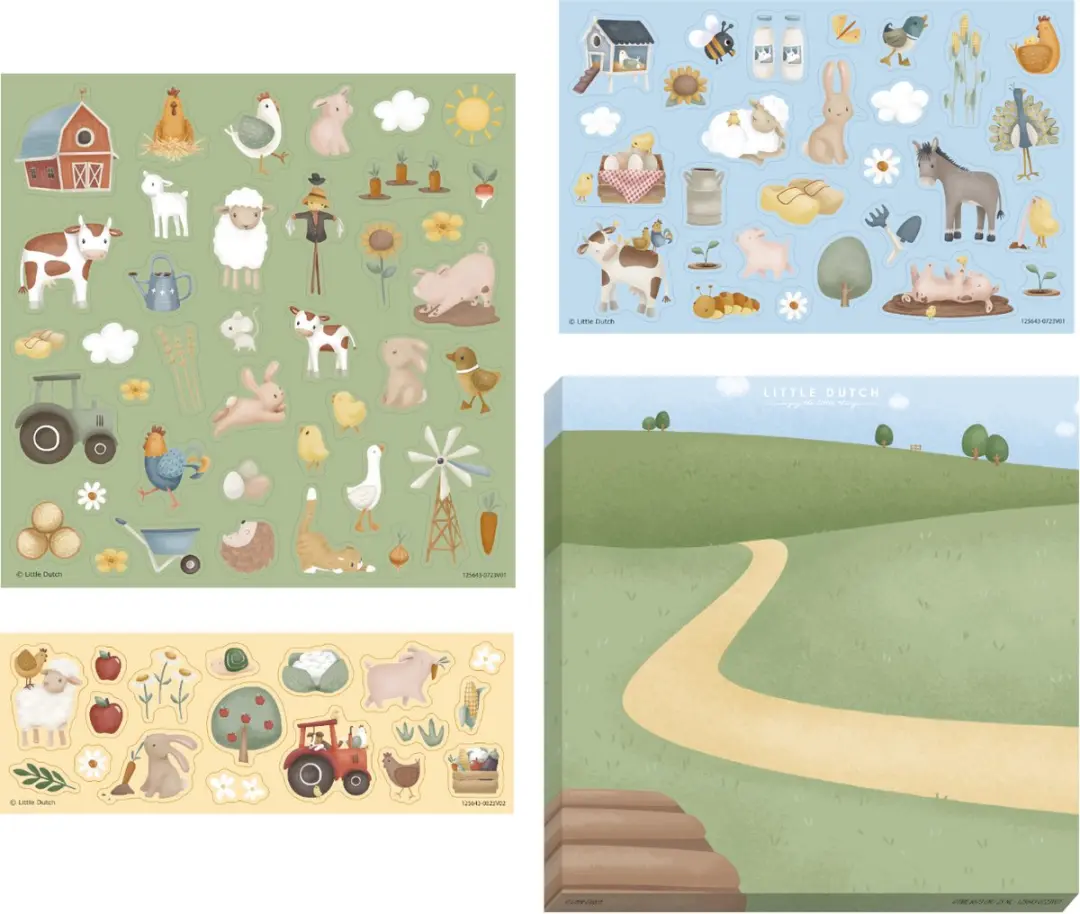 Little Dutch Little Farm Stickervellen Groen - 4 Stuks