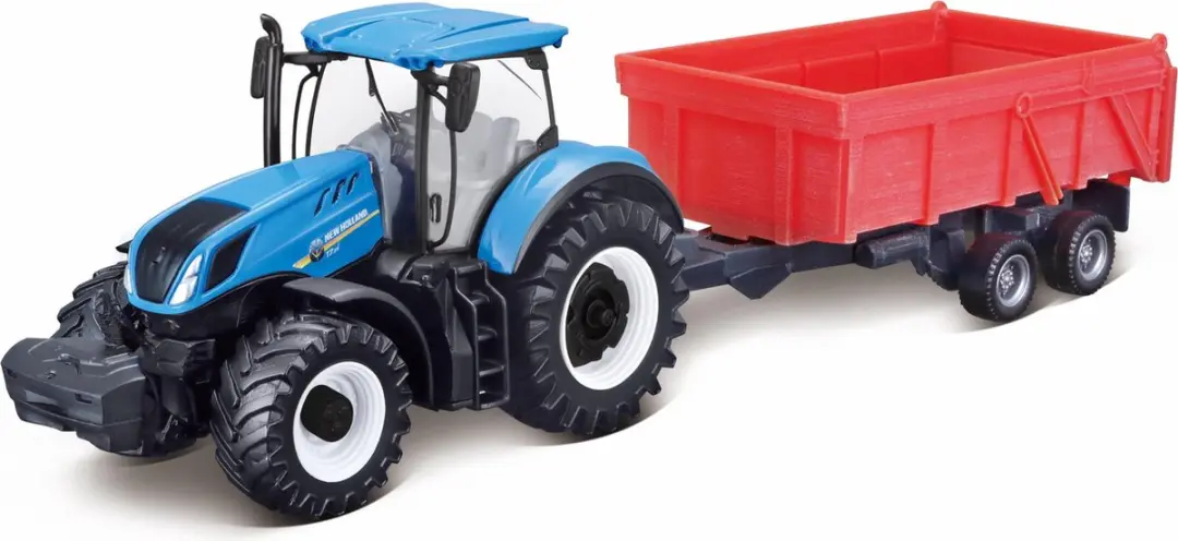 Bburago New Holland T7.315 Tractor met Kipwagen 18-31658 - Blauw/Rood - afbeelding 2 van 3