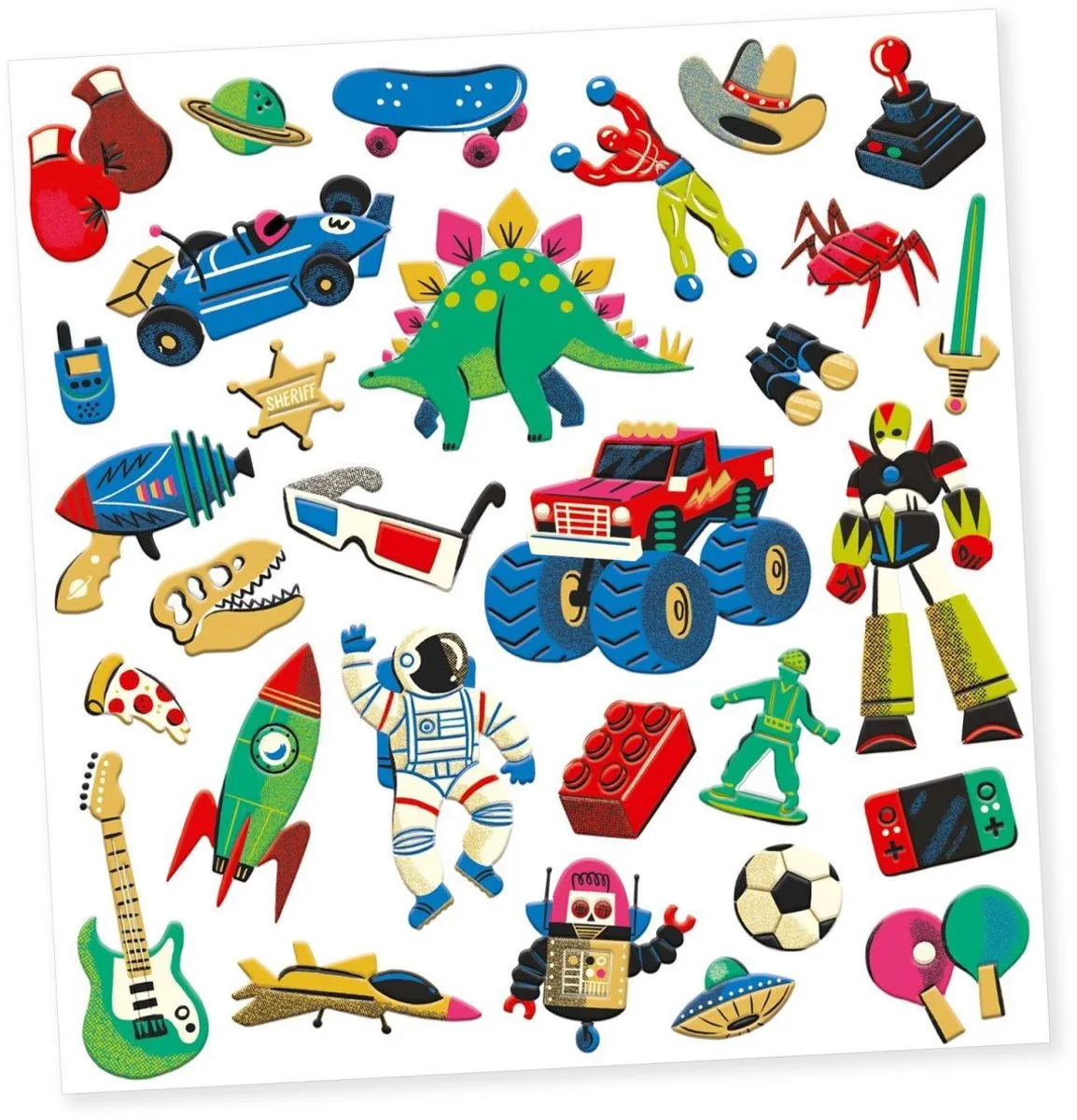 Djeco Retro Toys Volumestickers - 30 Stuks