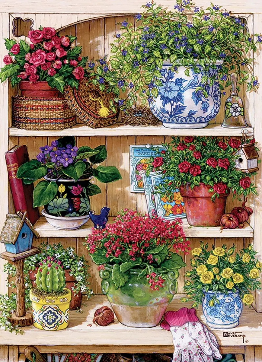 Cobble Hill Bloemen Rek Puzzel 500 Stukken - Meerkleurig