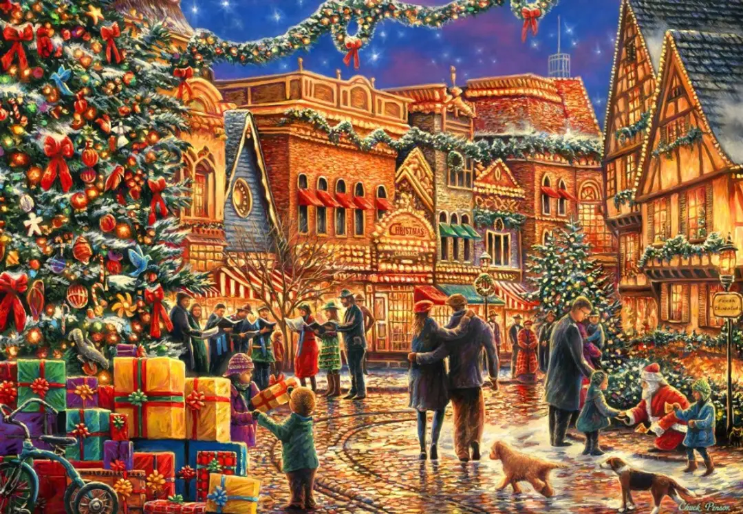 Bluebird Puzzle kerst legpuzzel Christmas at the Town Square