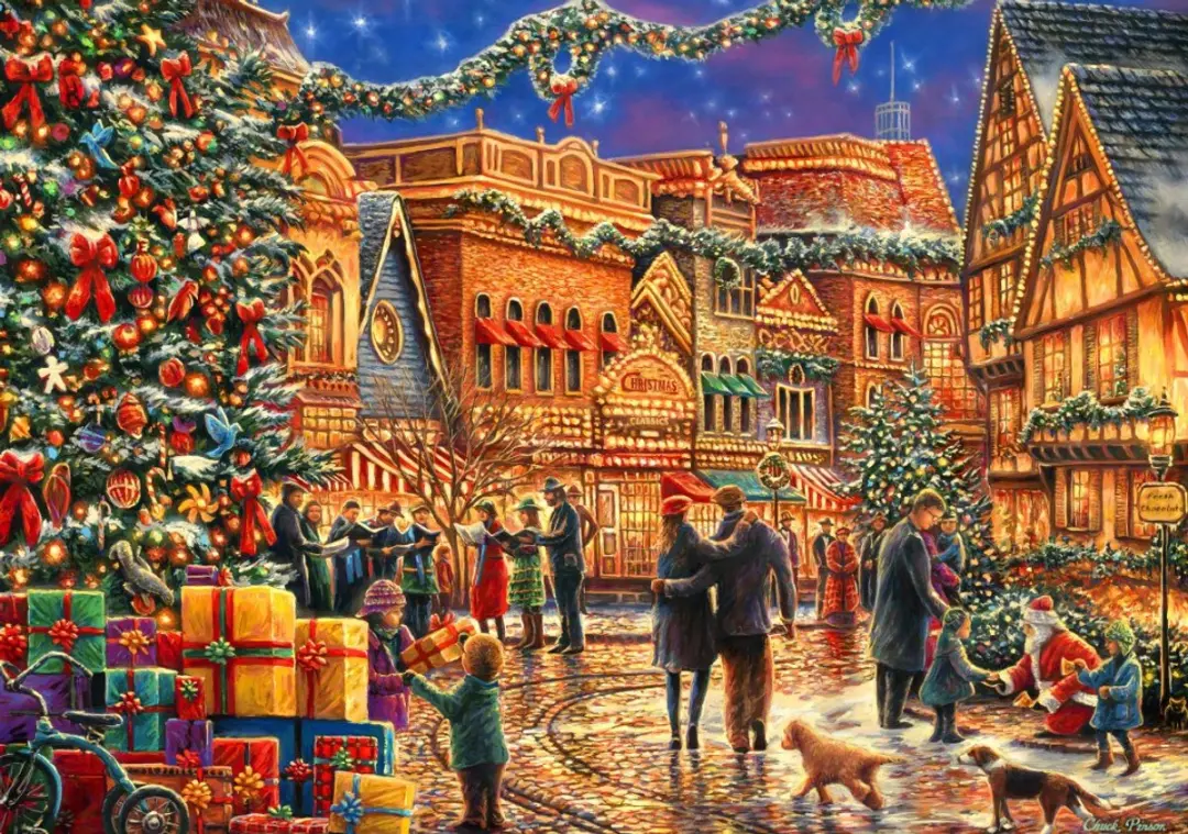 Bluebird Puzzle kerstpuzzel Christmas at the Town Square