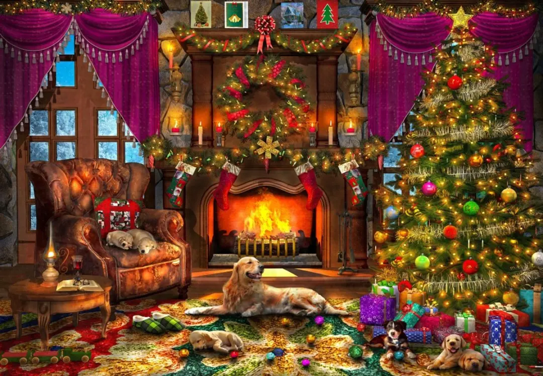 Bluebird Puzzle kerst legpuzzel Cosy Christmas Room